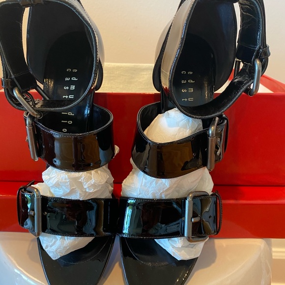 Edmundo Castillo Black Patent Leather Heels sz 7 - Picture 3 of 9